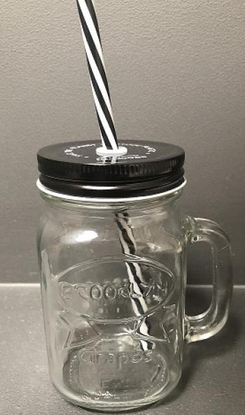 Brooklyn Relief drinking jug with metal lid and drinking straw without calibration