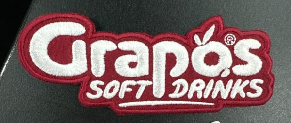 Grapos fabric patch 119,7x50,13 mm white on red