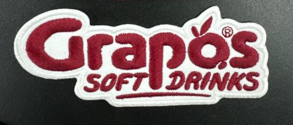 Grapos fabric patch 119,7x50,13 mm red on white